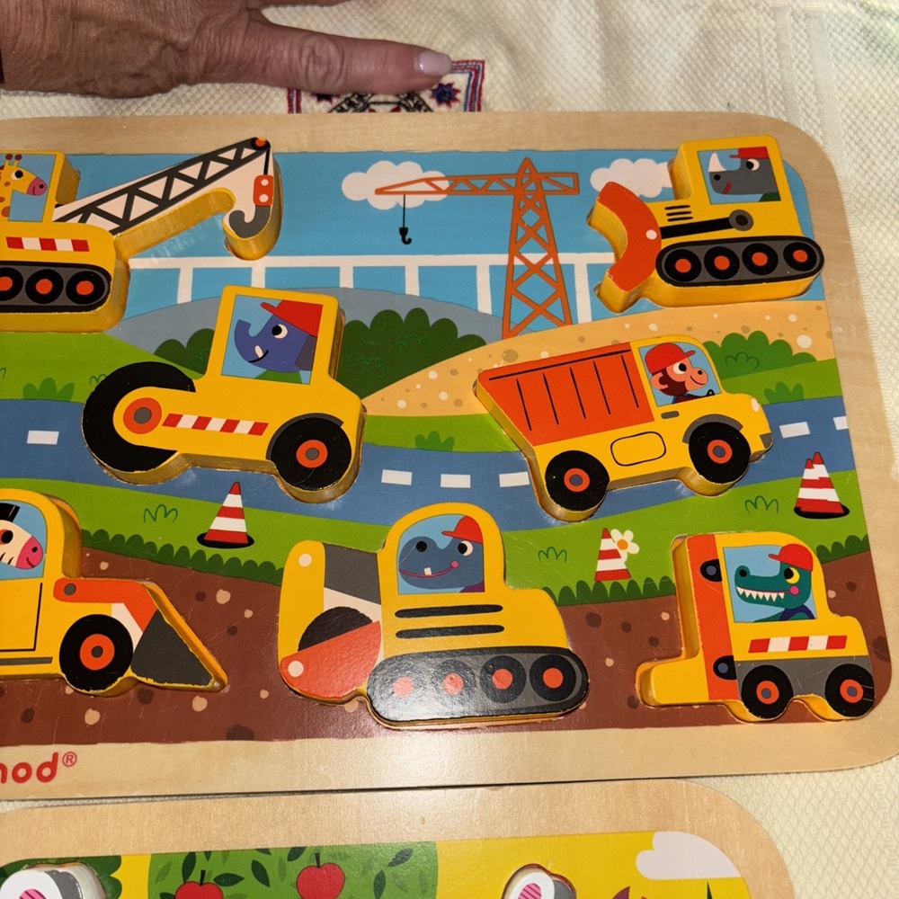 Janod Wood Construction Site And Bunny, Wood Puzzles, All Pieces Available 3439 - Picture 3 of 7
